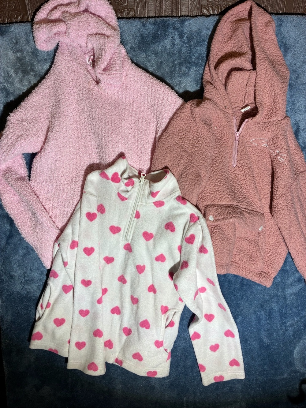 Kids Cozy Heart & Hooded Fleece Jackets - Pink / Cream